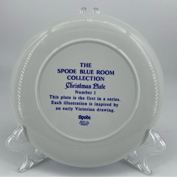 Spode Christmas Plate Blue Room Gathering Tree Victorian Children Dog VTG 1995 - Picture 2 of 5